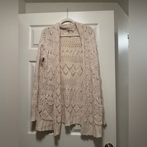 Lucky Brand Beige Open-Knit Cardigan